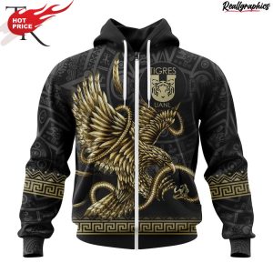 liga mx tigres uanl special black and gold design with mexican eagle hoodie