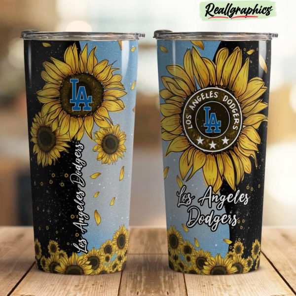 los angeles dodgers sunflowers stainless steel tumbler