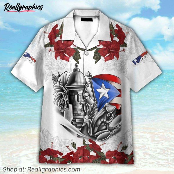 manga flower puerto rico hawaiian shirt