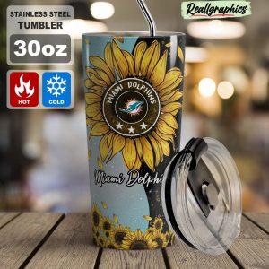 miami dolphins sunflowers stainless steel tumbler