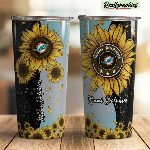 miami dolphins sunflowers stainless steel tumbler