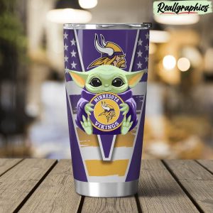 minnesota vikings baby yoda travel stainless steel tumbler