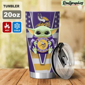 minnesota vikings baby yoda travel stainless steel tumbler