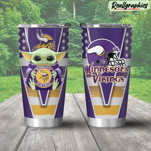 minnesota vikings baby yoda travel stainless steel tumbler