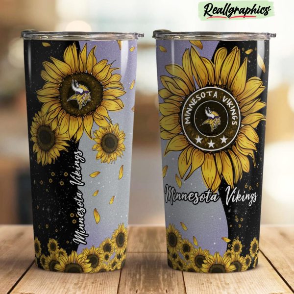 minnesota vikings sunflowers stainless steel tumbler