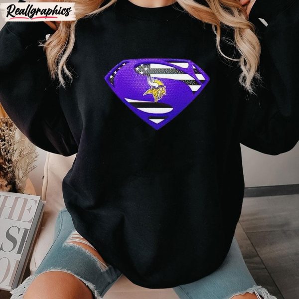 minnesota vikings superman usa flag inside unisex shirt