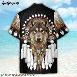 native american indian wolf best gift for men hawaiian shirt