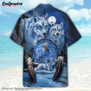 native wolf ice land blue hawaiian shirt