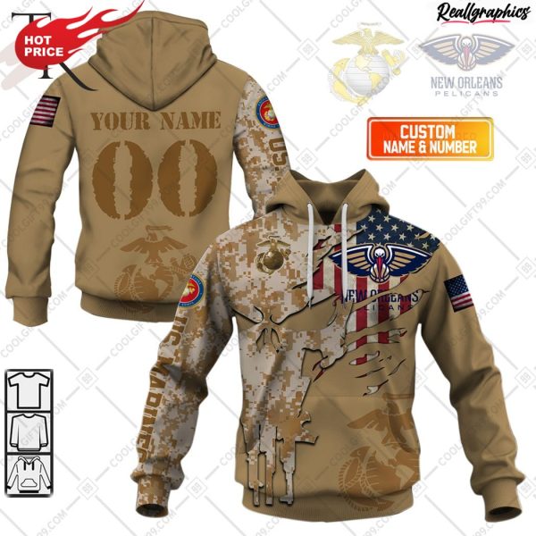 nba neworleans pelicans marine corps special designs hoodie