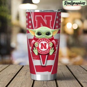 nebraska cornhuskers baby yoda travel stainless steel tumbler