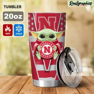 nebraska cornhuskers baby yoda travel stainless steel tumbler