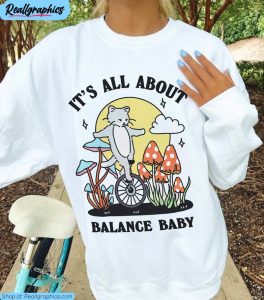 neutral balance baby cat sweatshirt, cute mushroom unisex unisex shirt