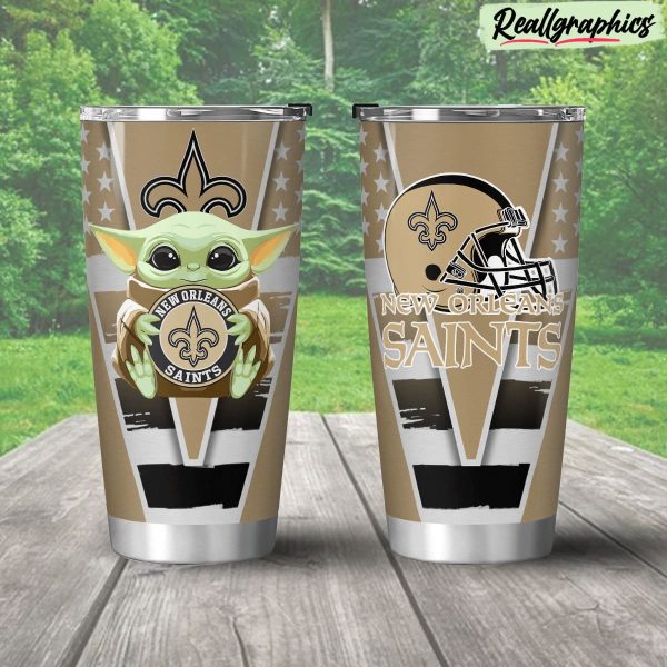 new orleans saints baby yoda travel stainless steel tumbler