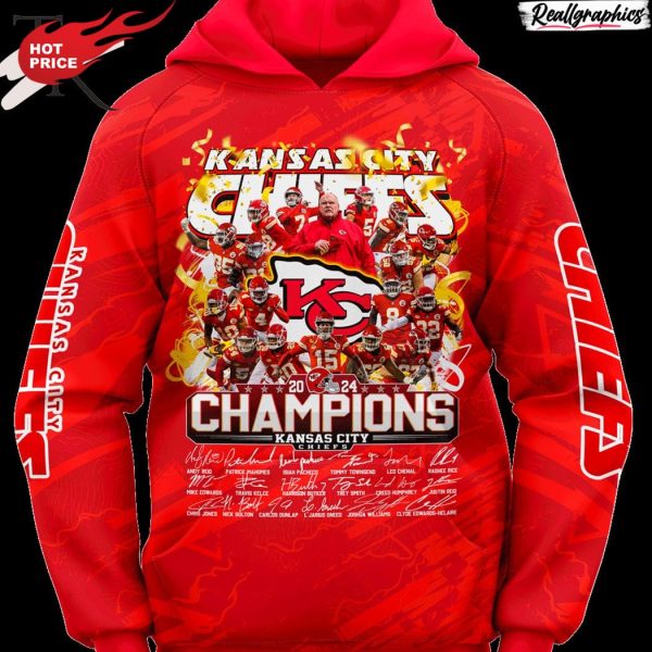 nfl kansas city chiefs 2024 champions 3d unisex hoodie