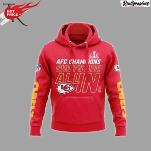 nfl kansas city chiefs afc champions 4 times all over print hoodie - red