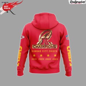nfl kansas city chiefs afc champions 4 times all over print hoodie - red