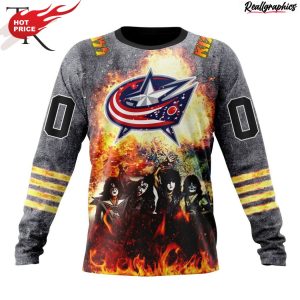 nhl columbus blue jackets special mix kiss band design hoodie