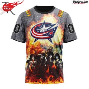 nhl columbus blue jackets special mix kiss band design hoodie