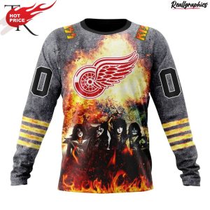 nhl detroit red wings special mix kiss band design hoodie