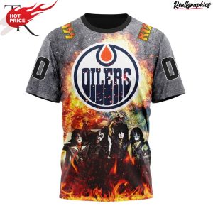 nhl edmonton oilers special mix kiss band design hoodie