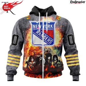 nhl new york rangers special mix kiss band design hoodie