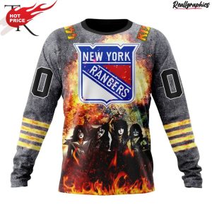 nhl new york rangers special mix kiss band design hoodie