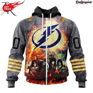 nhl tampa bay lightning special mix kiss band design hoodie