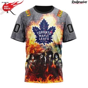 nhl toronto maple leafs special mix kiss band design hoodie