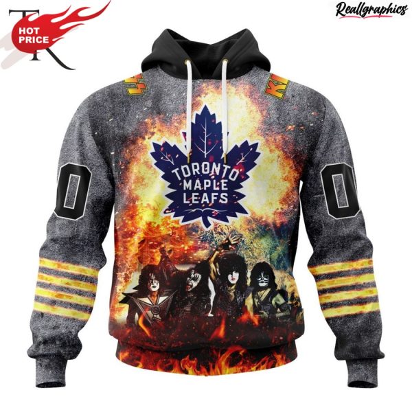 nhl toronto maple leafs special mix kiss band design hoodie