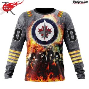 nhl winnipeg jets special mix kiss band design hoodie