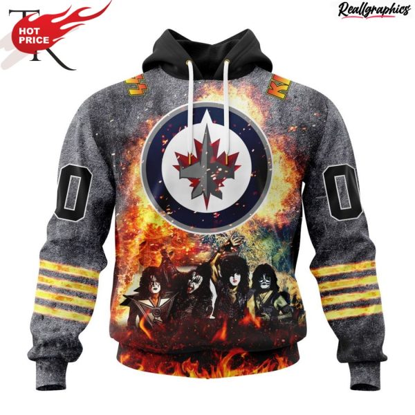 nhl winnipeg jets special mix kiss band design hoodie