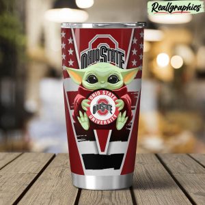 ohio state buckeyes baby yoda travel stainless steel tumbler