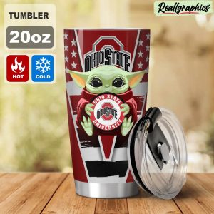 ohio state buckeyes baby yoda travel stainless steel tumbler