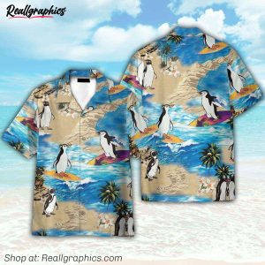 penguin island funny button's up shirts hawaiian shirt