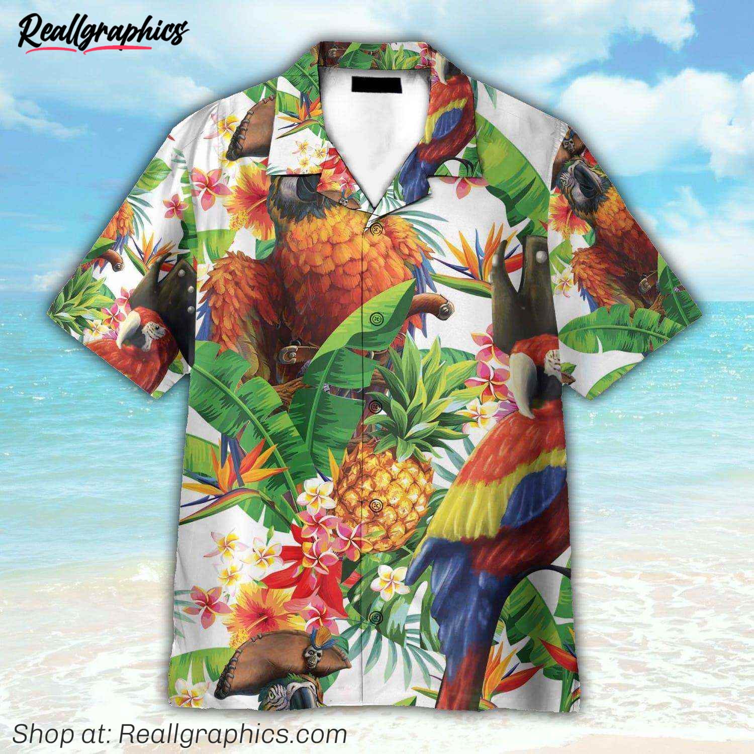 pirate parrot in the jungle hawaiian shirt