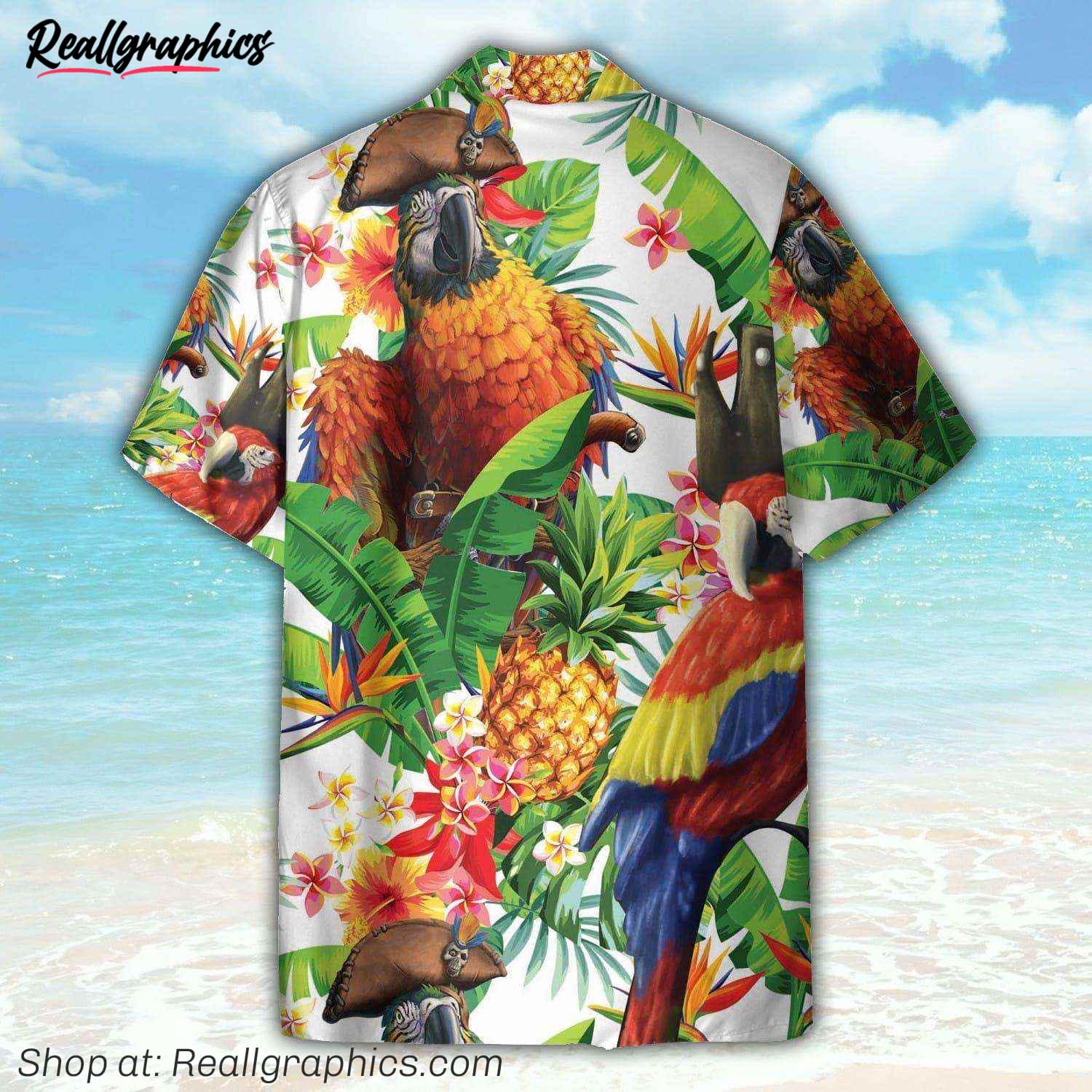 pirate parrot in the jungle hawaiian shirt