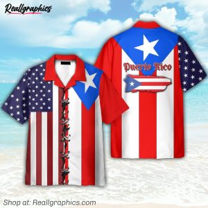 puerto rico flag button's up shirts, hawaiian shirt