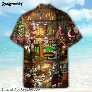 santa playing poker christmas gift for adults hawaiian shirt