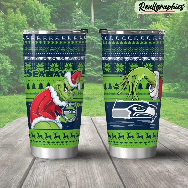 seattle seahawks grinch christmas stainless steel tumbler