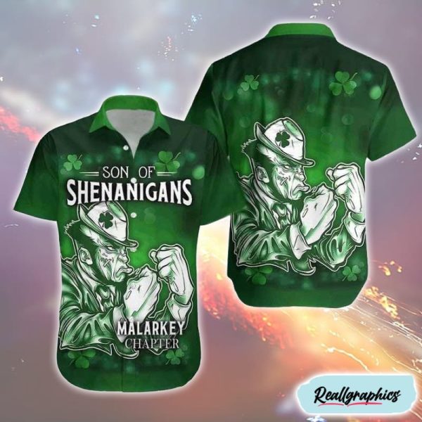 shenanigans mens womens irish st patricks day tropical print slim fit 80s style hawaiian shirt