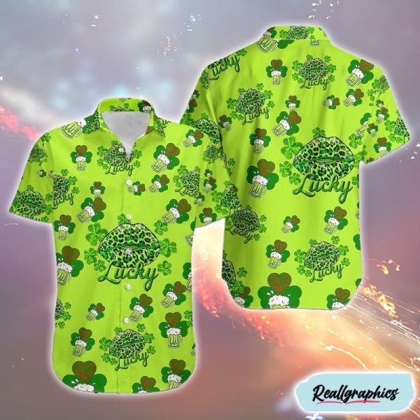 st patricks day irish kiss lucky matching hawaiian outfits beer hawaiian shirt