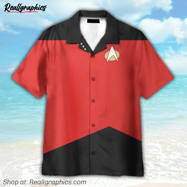 star trek movie the next generation red uniform cosplay costume hawaiian shirt