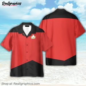 star trek movie the next generation red uniform cosplay costume hawaiian shirt