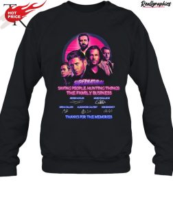 supernatural saying people hunting things the family business thanks for the memories unisex shirt