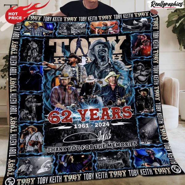 toby keith 62 years 1961 - 2024 thank you for the memories fleece blanket