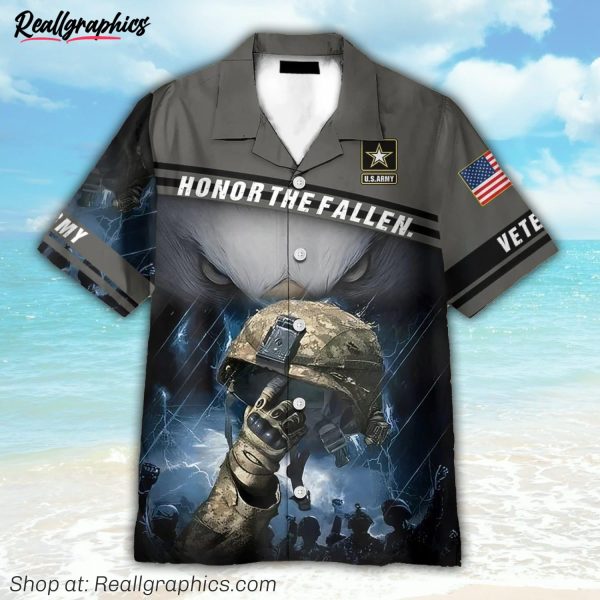 us army helmet honor the fallen hawaiian shirt