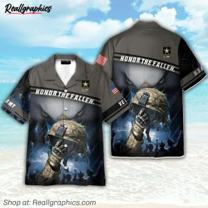 us army helmet honor the fallen hawaiian shirt