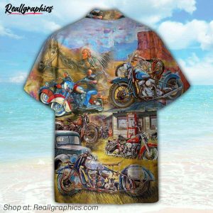 vintage motorcycle native american hawaiian shirt