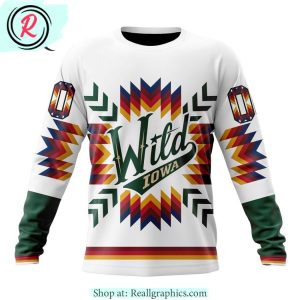 ahl iowa wild special design with native pattern hoodie