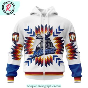 ahl manitoba moose special design with native pattern hoodie